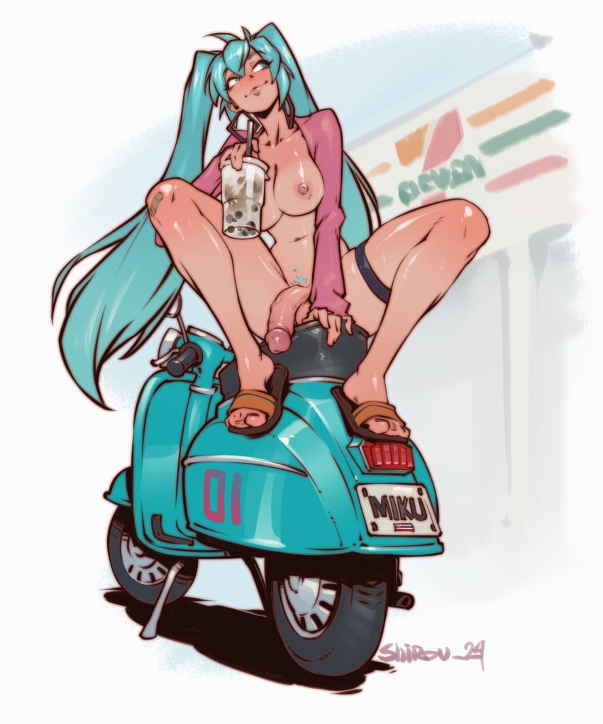 boba_tea futanari hatsune_miku moped shirouxah vocaloid