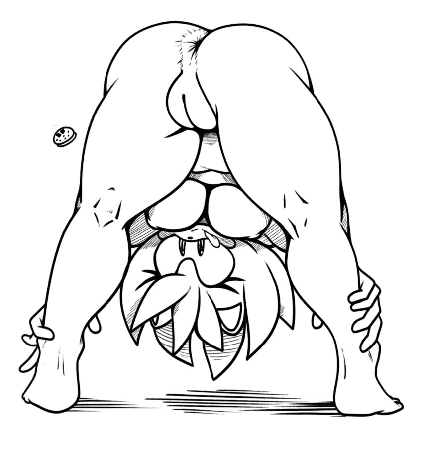 5_fingers absurd_res amy_rose anthro anus ass barefoot big_breasts black_and_white black_nose breasts eulipotyphlan eyelashes feet female fingers genitals hair head_tuft hedgehog hi_res humanoid_feet humanoid_hands mammal missyburgerbuns monochrome nude plantigrade plump_labia pussy sega short_hair simple_background solo sonic_the_hedgehog_(series) tongue tongue_out tuft watermark white_background