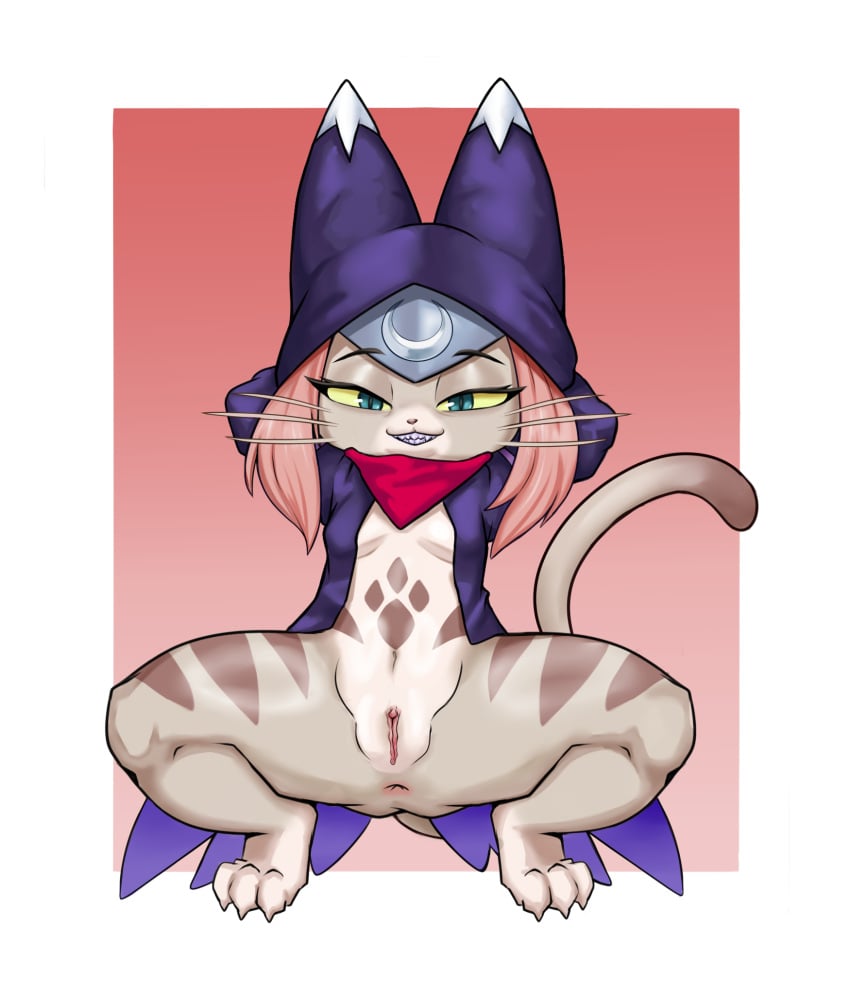 anthro anus biped capcom eyebrows felid felyne female genitals hair hi_res lynian mammal monster_hunter monster_hunter_stories_2:_wings_of_ruin nuttylepe palico pussy solo tail tsukino_(monster_hunter_stories) whiskers