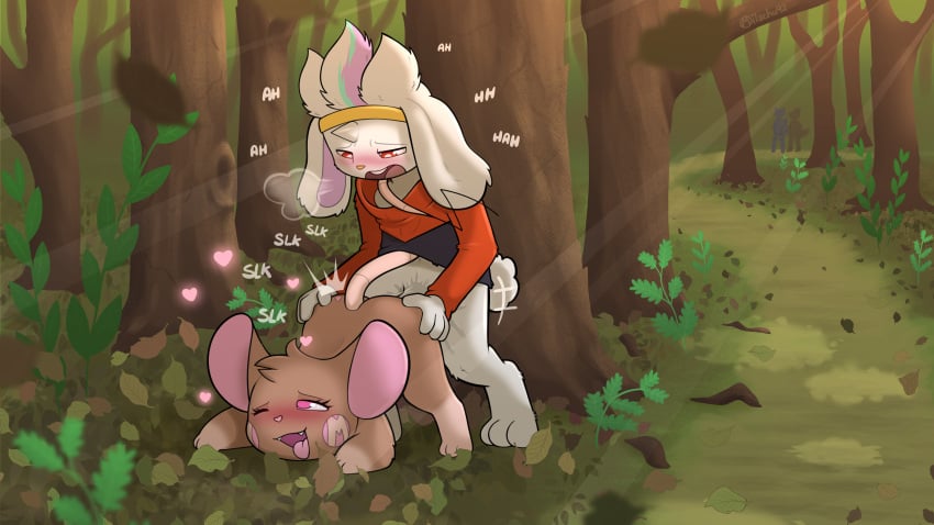 16:9 absurd_res anthro anthro_on_feral anthro_penetrating anthro_penetrating_feral ass_up blush clothed clothing dash_(twilight_kirin) doggy_style duo female female_penetrated feral feral_penetrated forest from_behind_position fur generation_8_pokemon hi_res hoodie lagomorph male male/female male_penetrating male_penetrating_female mammal milachu milachu92 mouse murid murine nature nintendo outside partially_clothed penetration plant pokemon pokemon_(species) raboot rodent sex tongue tongue_out topwear tree white_body white_fur widescreen zoophilia