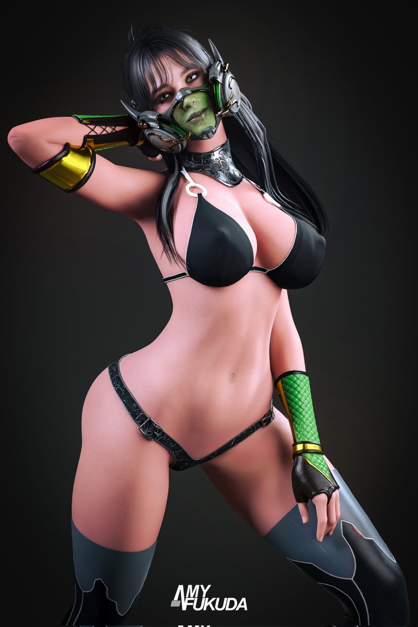 amyfukuda bikini black_bikini black_hair female female_focus female_only freyna_(the_first_descendant) the_first_descendant