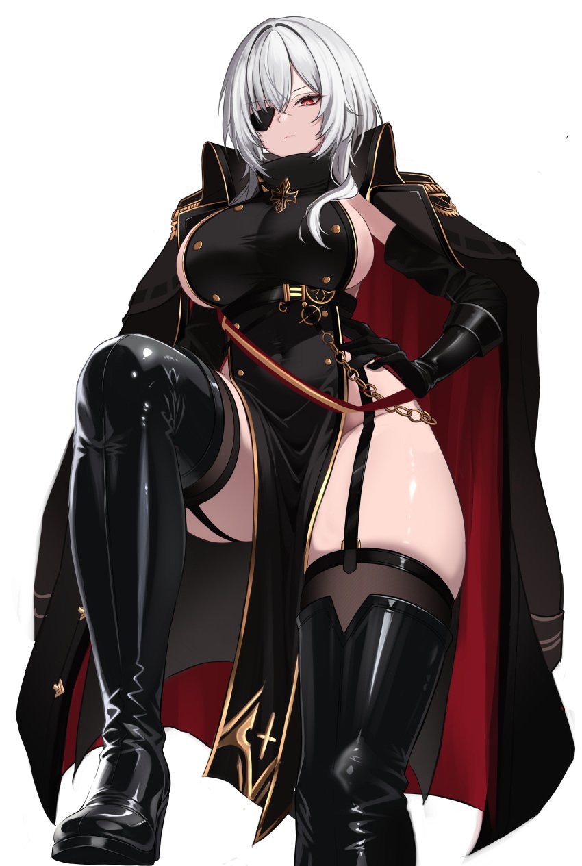 1girls artist_request azur_lane curvy female fritz_rumey_(azur_lane) looking_at_viewer tagme thick_thighs white_hair