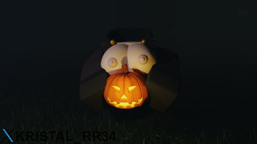 1girls 3d big_breasts blocky_body breasts halloween headless headless_horseman headless_horsewoman kristal_rr34 pumpkin roblox robloxian self_upload tagme twitter_username