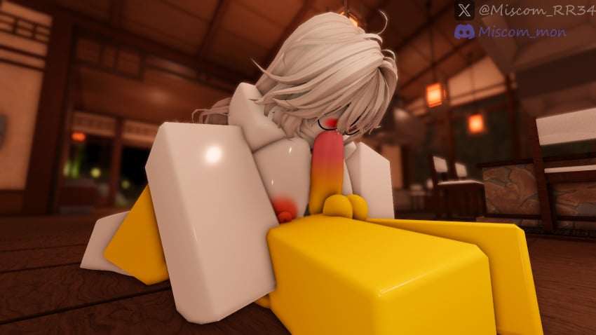 1boy 1boy1girl 1girls 3d 69 69_position big_breasts blowjob blush breasts cafe discord_(app) discord_logo discord_username female miscom nipples nude on_floor public roblox roblox_avatar robloxian self_upload twitter_username white_body white_hair white_skin