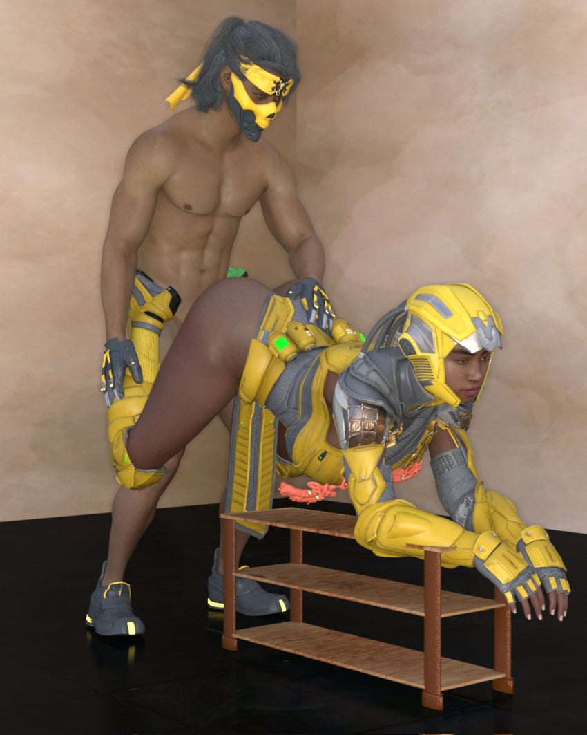 3d 3d_(artwork) 3d_model african african_female asian_male corre1310 cyrax cyrax_(new_era) female female_human female_penetrated flirtatious handsome_man heterosexual interracial interracial_sex male male/female male_penetrating male_penetrating_female mortal_kombat mortal_kombat_1_(2023) netherrealm_studios straight takeda_takahashi tan-skinned_male tan_skin