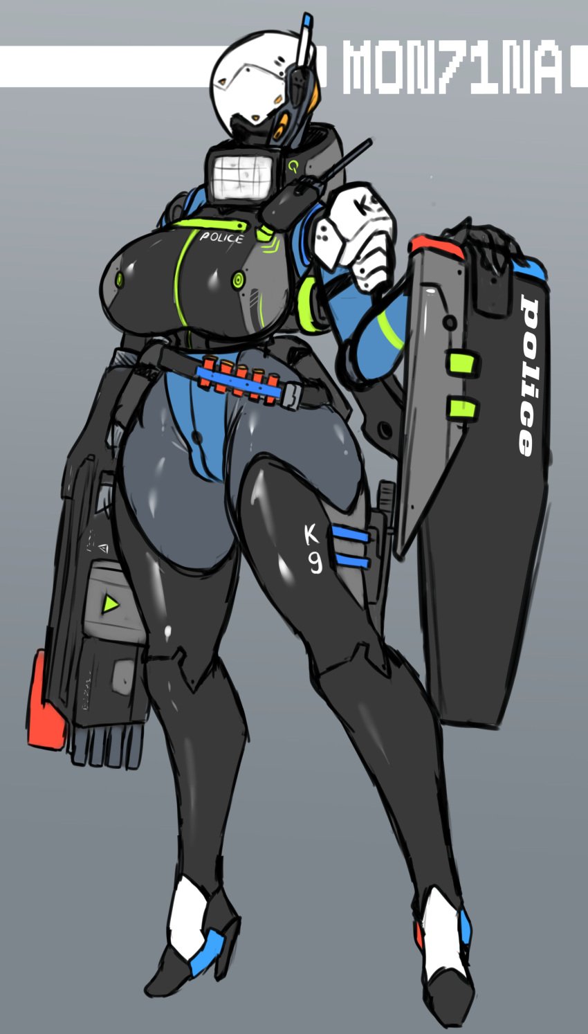 2022 absurd_res absurdres ammo_belt antennae antennae_(anatomy) ass bandolier belt black_clothing black_thighhighs blue_clothing breasts breasts_bigger_than_head cameltoe child_bearing_hips clothed clothed_female collar curvaceous curves curvy curvy_body curvy_female curvy_figure curvy_hips faceless_female flashlight green_clothing gun gynoid harness headlamp helmet hi_res high_heel_boots high_heels highres hips holding_object holding_weapon huge_ass huge_breasts huge_thighs large_ass large_female larger_female latex latex_thighhighs legs_open leotard mask masked masked_female massive_breasts massive_thighs mon71na_(zzvinnieszz) open_legs original original_character police police_badge police_officer police_uniform policewoman pussy_bulge robot robot_girl robot_humanoid robot_joints shield simple_background tall_female thick_thighs thigh_holster thighhigh_boots thighhighs thighs thunder_thighs voluptuous weapon white_headwear wide_hips zzvinniezz