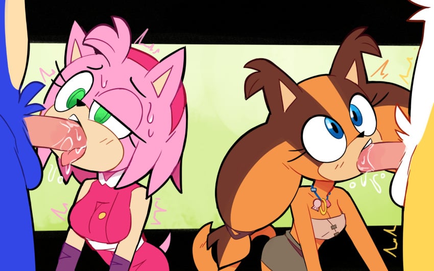 2d alternate_version_available amy_rose amy_rose_(boom) anthro badger big_balls big_breasts big_penis blowjob color colored deepthroat eyes eyes_looking_up fellatio genitals hedgehog humanoid_penis looking_pleasured miles_prower miscon oral oral_penetration penis penis_in_mouth rolling_eyes skinny sonic_(series) sonic_boom sonic_the_hedgehog sonic_the_hedgehog_(series) sticks_the_badger sticks_the_jungle_badger tails thick_penis tongue tongue_out tongue_out_blowjob