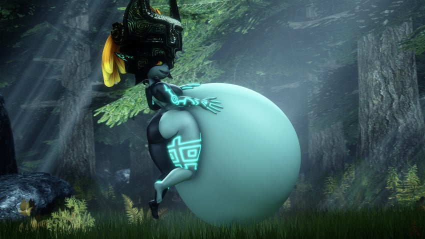 1girls 3d ass belly belly_inflation belly_stuffing big_ass big_belly bloated bloated_belly female female_only hand_on_belly huge_belly imp_midna inflation looking_back midna orange_hair pestilad shortstack solo stuffed stuffed_belly stuffing the_legend_of_zelda thick_thighs thighs twilight_princess