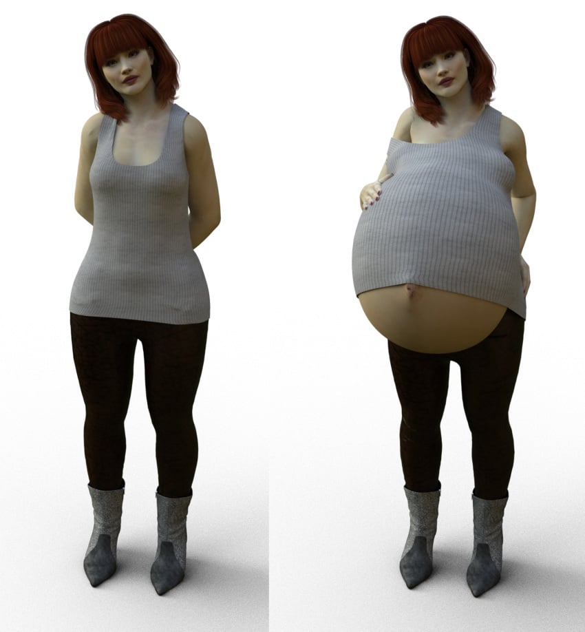 1girls 3d before_and_after before_and_during_pregnancy belly big_belly big_breasts breasts bryce_dallas_howard celebrity female hand_on_belly nipples_visible_through_clothing noh-bahdi pregnant red_hair sequence