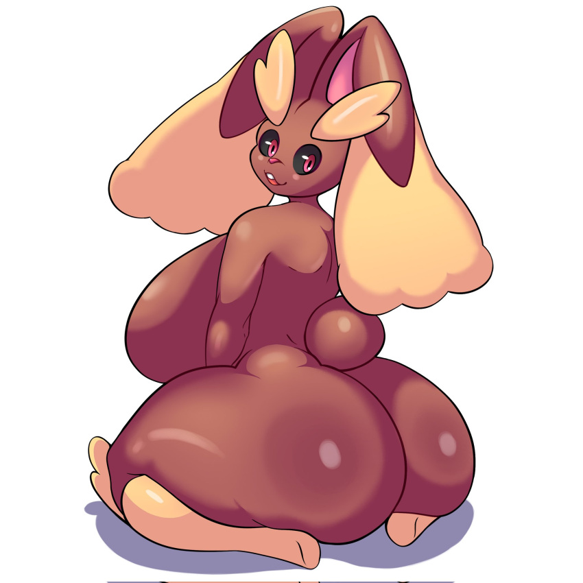 1girls ass ass_bigger_than_head big_ass big_breasts big_butt breasts breasts_bigger_than_head bubble_butt bunny dimples_of_venus furry hands_under_breasts huge_breasts hyper hyper_ass hyper_breasts hyper_thighs lagomorph looking_back lopunny monky22 pinup pokemon pokemon_(species) rabbit sideboob sitting smile solo solo_female stick_legs thick_thighs thunder_thighs