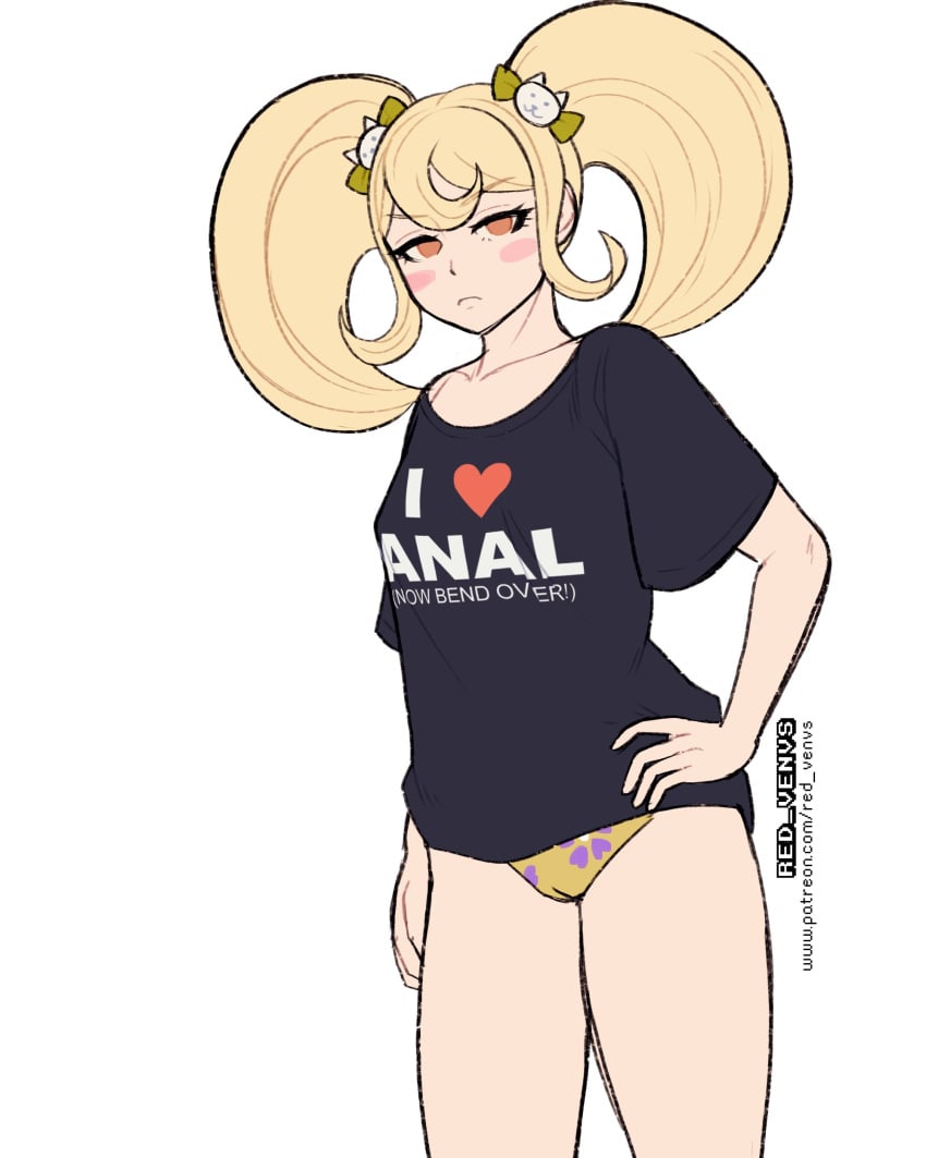 danganronpa danganronpa_2:_goodbye_despair female_only panties redvenus saionji_hiyoko straight_hair super_danganronpa_2 t-shirt