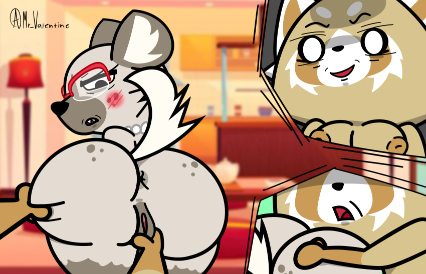 aggressive_retsuko aggretsuko ass ass_focus big_ass breasts exposed_pussy furry grabbing grabbing_from_behind haida's_mother horny horny_female looking_back mr_valentine00 retsuko's_mother sanrio smooth_fur