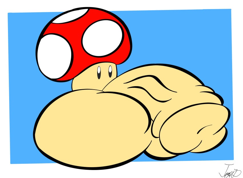 big_penis excessive_size eyes huge_cock hyper_balls hyper_penis hyper_testicles inanimate_object joe-anthro mario_(series) mushroom nintendo super_mushroom tagme tan_skin veiny_penis