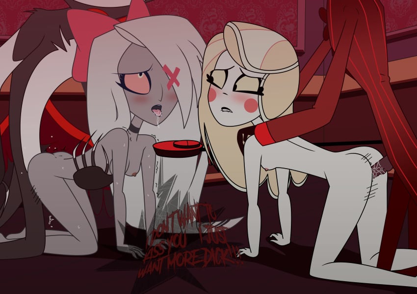 absurd_res accurate_art_style alastor_(hazbin_hotel) anthro balls black_body black_fur blonde_hair breasts cervid charlie_morningstar_(hazbin_hotel) demon demon_humanoid domestic_cat erection eyelashes fangs felid feline felis female fur gay_to_straight genitals group hair hazbin_hotel hi_res humanoid humanoid_on_anthro humanoid_on_humanoid husk_(hazbin_hotel) interspecies male male/female mammal nipples nude open_mouth orientation_play penis pink_body pubes red_eyes red_hair sexuality_change simple_background smooth_skin stiky_finkaz teeth thick_thighs unseen_male_face vaggie_(hazbin_hotel) vein veiny_penis white_body