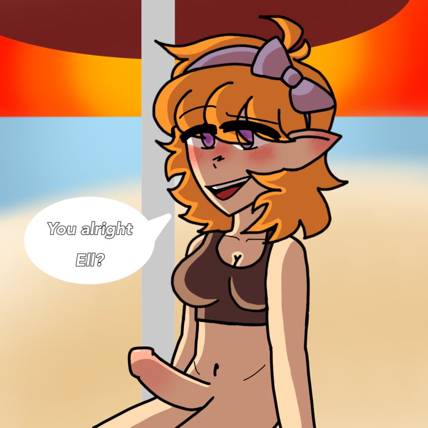 beach eddsworld ell_(eddsworld) futanari matilda_(eddsworld) penis sunset