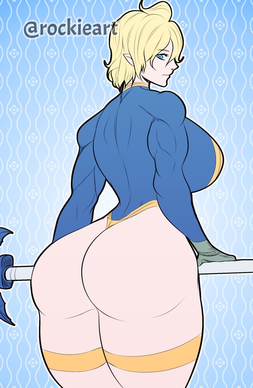 backs big_ass big_breasts blonde_hair blue_eyes breasts bubble_butt focus_on_ass huge_ass huge_breasts looking_at_viewer poseidon poseidon_(shuumatsu_no_valkyrie) rockie_art rule_63 short_hair shuumatsu_no_valkyrie solo solo_female solo_focus tagme thick_ass thick_legs thick_thighs