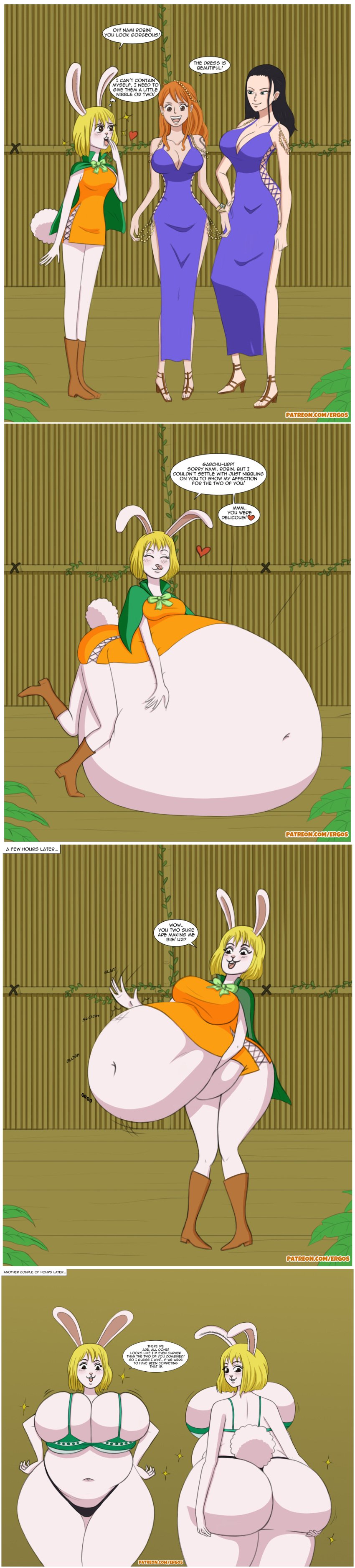 3girls absorption absorption_vore anthro_pred ass_expansion big_ass big_belly big_breasts breast_expansion bubble_butt bunny_girl butt_expansion carrot_(one_piece) chubby chubby_female dat_ass english_text ergos expansion female female_only female_pred female_prey huge_ass huge_belly huge_breasts human human_prey lagomorph mink multiple_girls multiple_prey nami nico_robin one_piece post-timeskip post_vore stealing_clothes text vore weight_gain