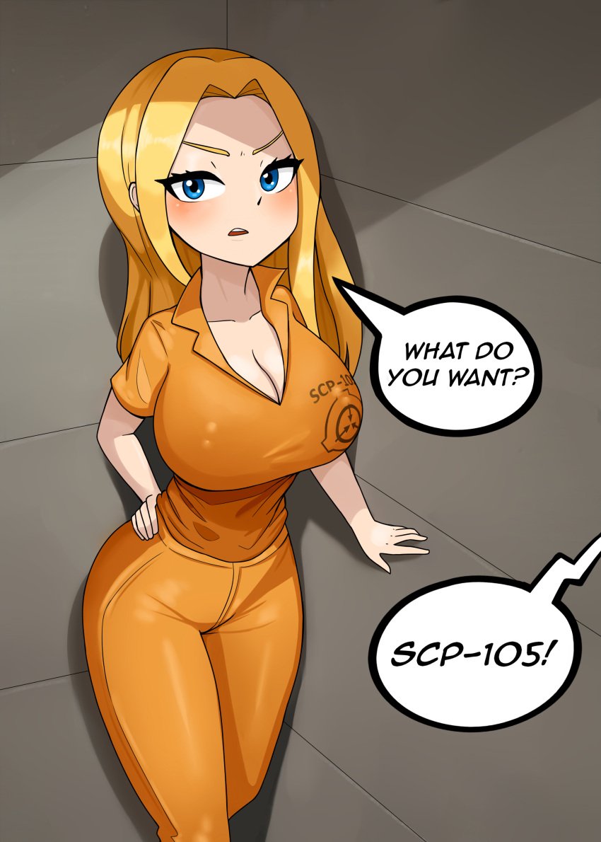 2d blonde_hair d-class female female_only iris_thompson light-skinned_female light_skin long_hair scp-105 scp_containment_breach scp_foundation third_subdivision_studios