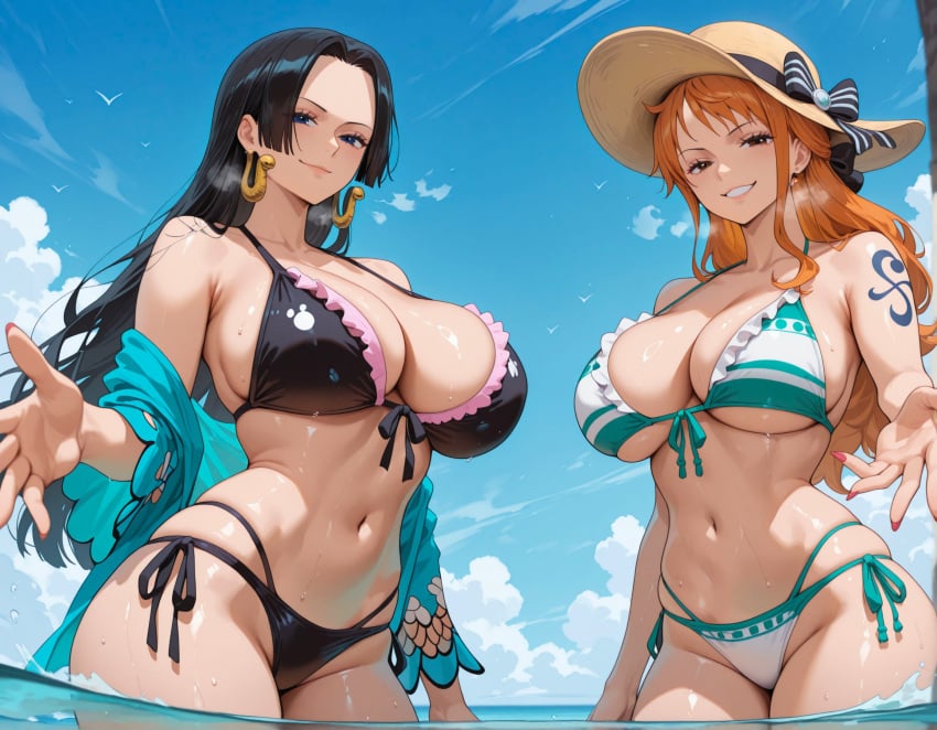 ai_generated alex-schura bikini boa_hancock female female_only nami_(one_piece) one_piece