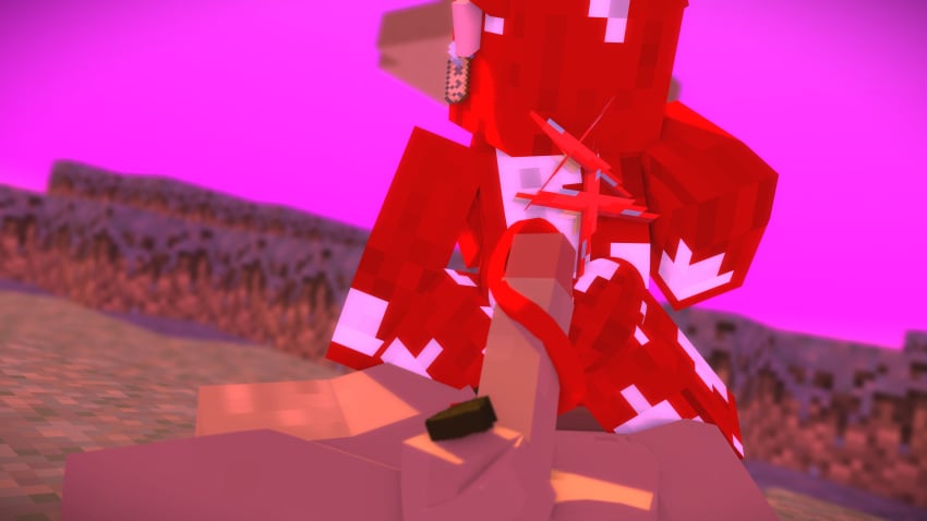 1girls 3d anthro anthrofied ass facesitting female flamingono mine-imator minecraft mooshroom_(minecraft)