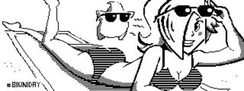 ass beach beach_towel bikini bikini_day boobs breasts butt cleavage glasses laying_on_stomach laying_on_towel luma mario_(series) megablur miiverse nintendo princess_rosalina towel