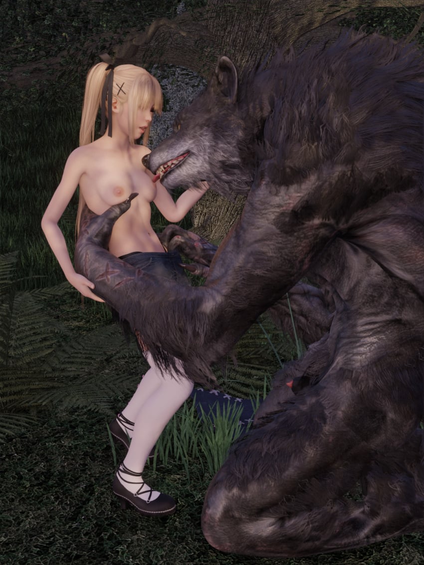 1boy 1girls 3:4 3d areolae blonde_female blonde_hair blue_eyes breasts canid canine canine_penis cat_thighighs claws clothing dead_or_alive dead_or_alive_5 discarded_clothing duo female flaccid forest genitals guntherthespelunker hair_ribbon hi_res human jean_shorts kneeling larger_male legwear licking licking_breast long_hair male male/female mammal marie_rose monster nipples open_mouth outside panties penis petite shoes shorts size_difference small_breasts smaller_female stockings stripping sweater sweater_dress thighhighs thong tongue tongue_out twintails undressing were werecanid werecanine werewolf werewolf_the_apocalypse