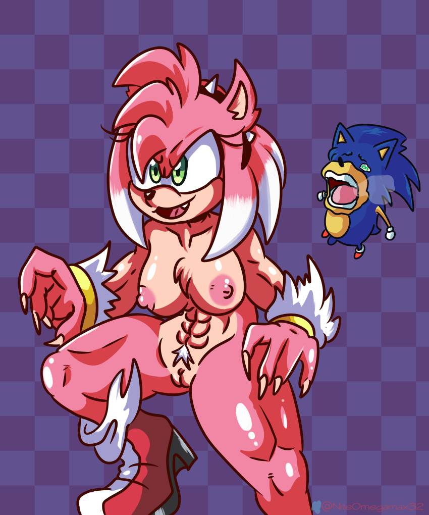 absurd_res amy_rose amy_rose_the_werehog anthro breasts eulipotyphlan fangs female genitals hedgehog hi_res male mammal muscular omegamax pussy sega sonic_(series) sonic_the_hedgehog sonic_the_hedgehog_(series) sonic_unleashed tagme were wereeulipotyphlan werehog