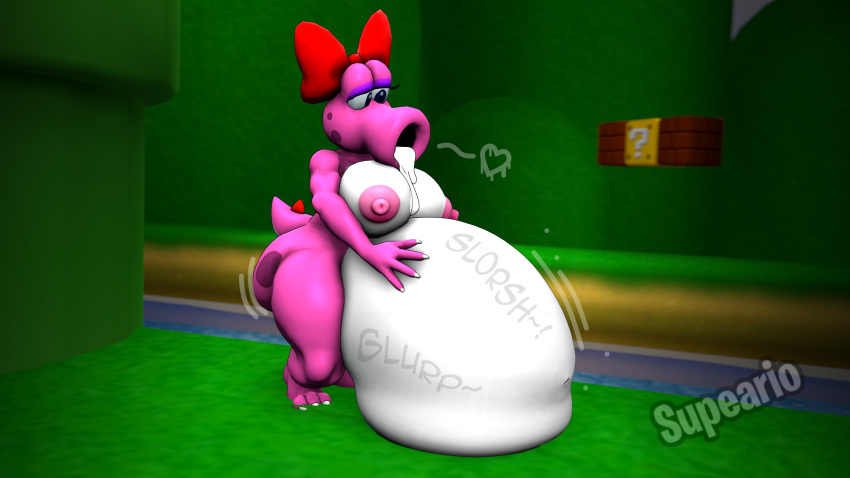 1girls 3d 3d_(artwork) ass belly big_ass big_belly big_breasts birdetta birdo bloated bloated_belly bow breasts cumflated_belly cumflation dinosaur excessive_size fat female female_only hand_on_belly heart huge_belly hyper hyper_belly looking_at_belly mario_(series) nintendo nipples pink_nipples pink_skin pink_tail red_bow rule_63 solo solo_female stomach_noises supeario super_mario_bros. tagme tail thick_thighs thighs white_belly