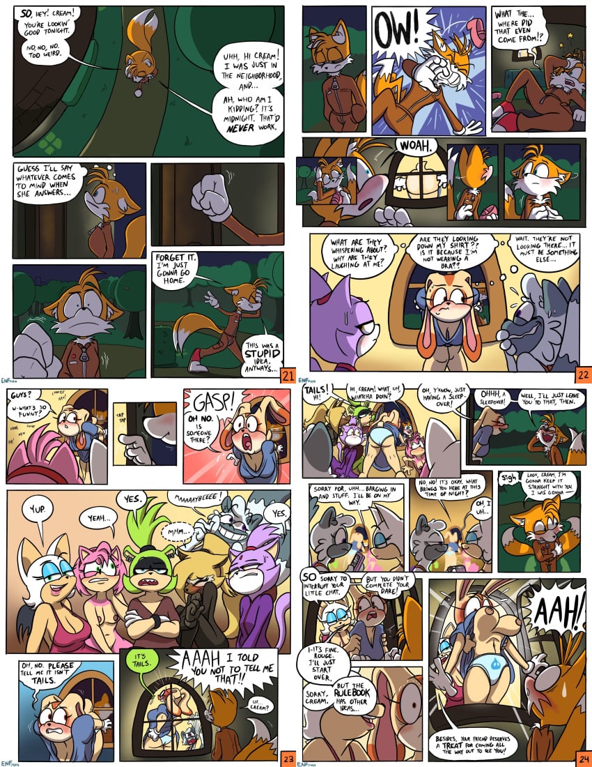 aged_up alternate_breast_size amy_rose ass big_breasts blaze_the_cat breasts comic cream_the_rabbit dialogue english_text flashing idw_comics idw_publishing mobian_(species) mooning multiple_pages page_21 page_24 rouge_the_bat sega sonic_(series) sonic_the_hedgehog_(comics) sonic_the_hedgehog_(idw) sonic_the_hedgehog_(series) surge_the_tenrec tails tangle_the_lemur theenfman whisper_the_wolf