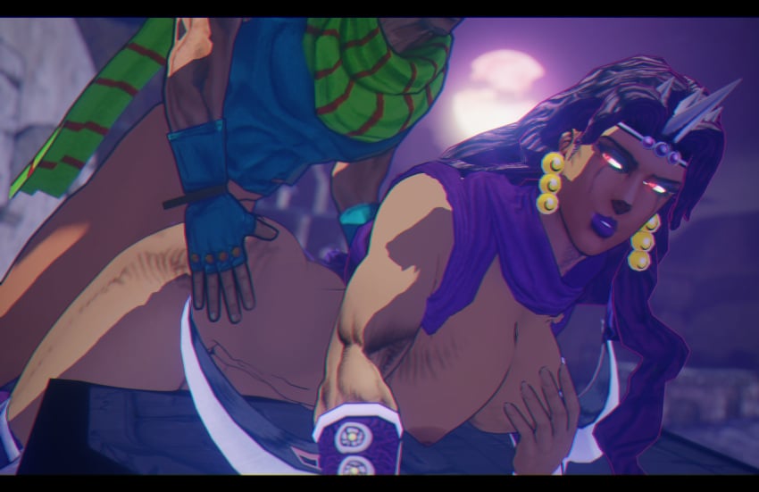 1girls 3d 3d_(artwork) ambiguous_penetration artist_request ass battle_tendency big_breasts blender breasts dark-skinned_female doggy_style erect_nipples female genderswap_(mtf) glowing_eyes horns humanoid jewelry jojo's_bizarre_adventure joseph_joestar kars large_breasts light-skinned_female light_skin lipstick long_hair male muscular_female muscular_male nude pillar_men purple_hair red_eyes rule_63 scarf sex shounen_jump straight villainess