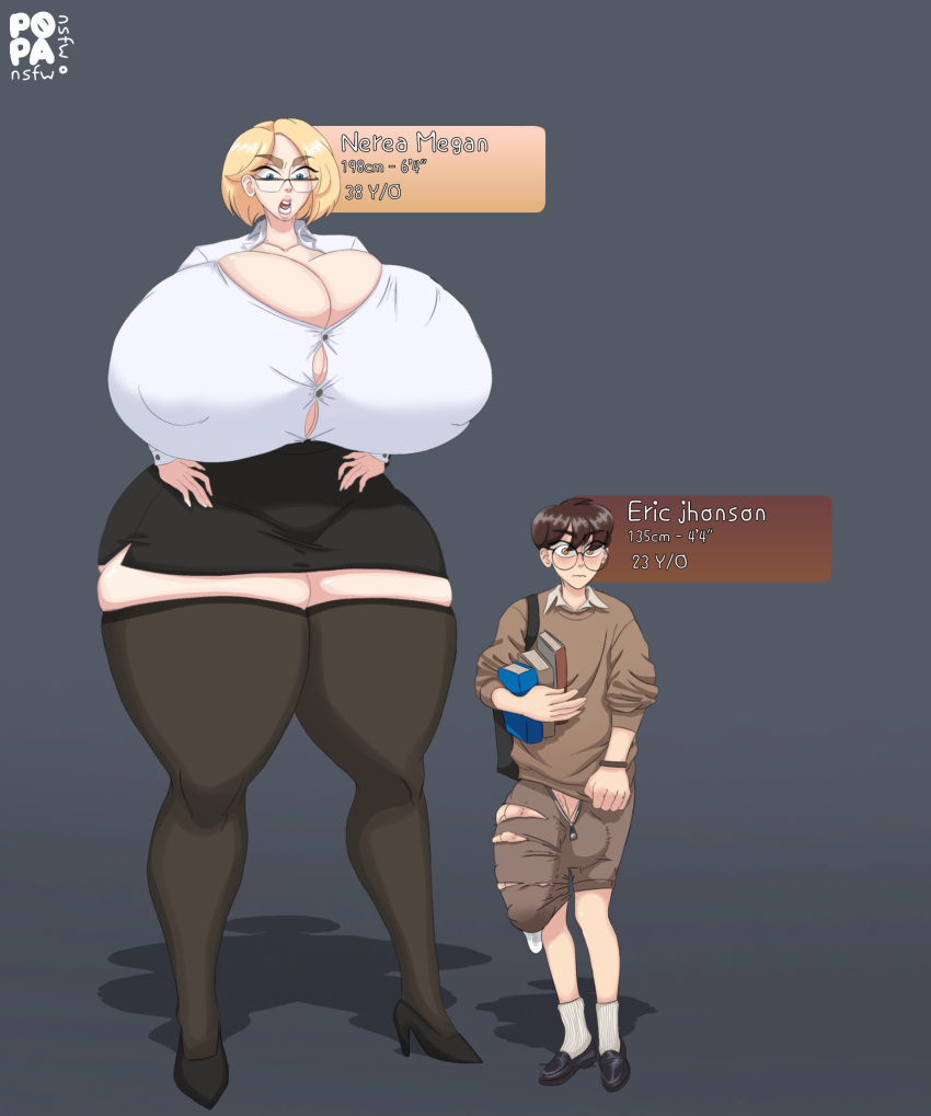 ass balls big_breasts big_butt blush breasts clothed clothing curvy_figure digital_media_(artwork) duo english_text erection eyewear female genitals gigantic_breasts glasses hair hi_res huge_breasts huge_butt human legwear looking_at_viewer male male/female mammal nipples nude original_characters penis popa_nsfw school sex size_difference small_but_hung speech_bubble student teacher teacher_and_student text thick_thighs thigh_highs wide_hips