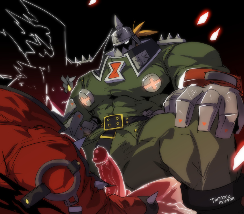 balls bara big_bulge big_muscles boner bulge dragon_install erection fully_clothed gay guilty_gear helmet male male_only muscles muscular penis potemkin sol_badguy sol_badguy_(dragon_install) spread_legs tamazukiakiyama