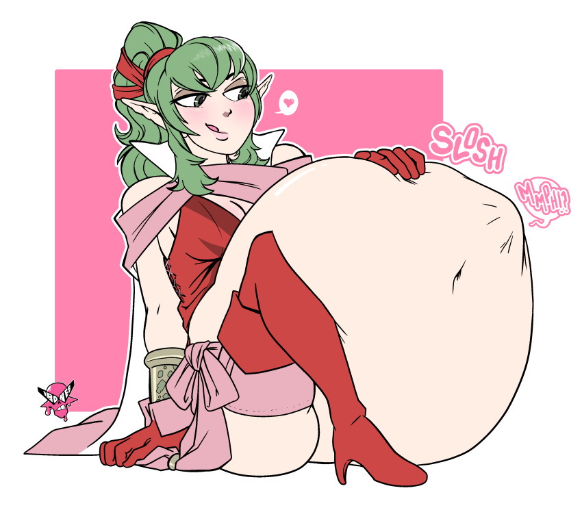 breasts digestion fire_emblem fire_emblem_awakening green_hair huge_belly implied_digestion long_hair manakete mr_rattleb0nes nintendo pointy_ears slosh sloshing_belly tiki_(adult)_(fire_emblem) tiki_(fire_emblem) vore