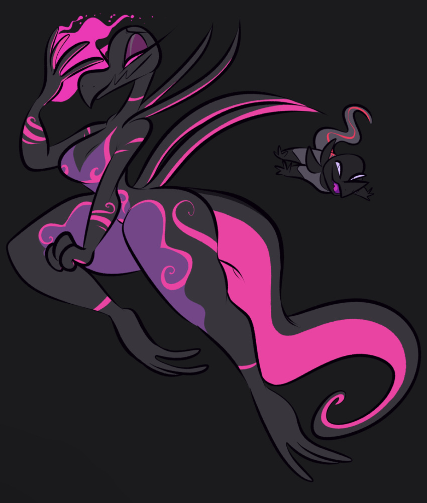 anthro curvy female female_focus female_only lizard lizard_girl nintendo pokemon pokemon_(species) pokemorph salazzle seductive tail thicthighs tooni-pi