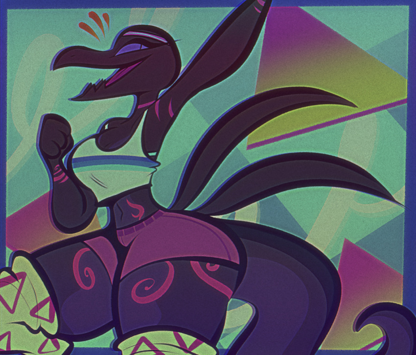 anthro crop_top curvy female female_focus female_only lizard lizard_girl nintendo pokemon pokemon_(species) pokemorph retro_artstyle salazzle seductive short_shorts tail thicthighs tooni-pi