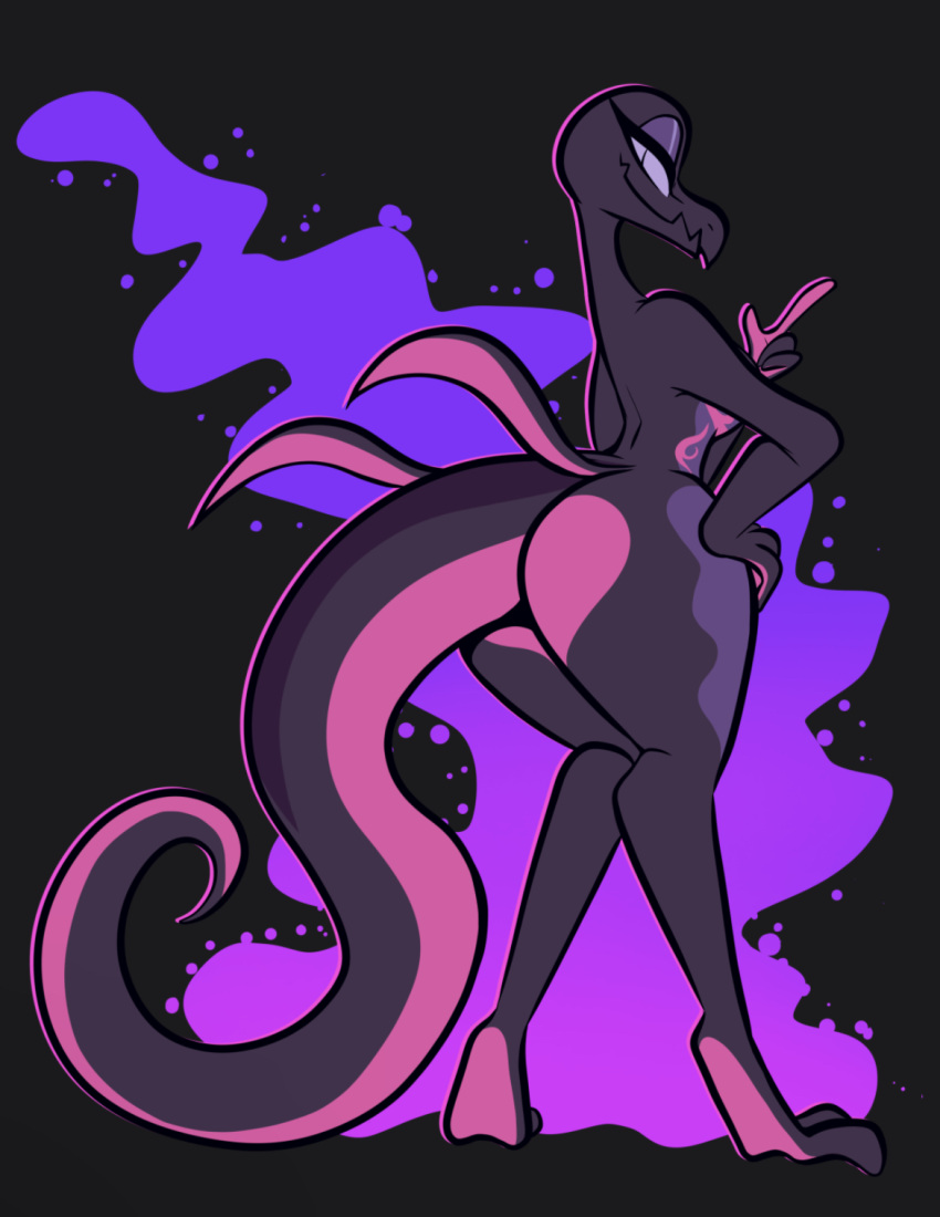 anthro curvy female female_focus female_only lizard lizard_girl nintendo pokemon pokemon_(species) pokemorph salazzle seductive tail thicthighs tooni-pi