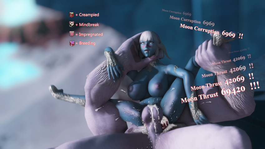 au_ra big_ass blue_skin broken_rape_victim controlled dominant_male female final_fantasy final_fantasy_xiv fur gpose(ffxiv) huge_ass hypnosis impregnation knotted_penis mind_break mind_control monster moon muscular_male nashandraffxiv rabbit_humanoid rape screenshot_edit status_effect