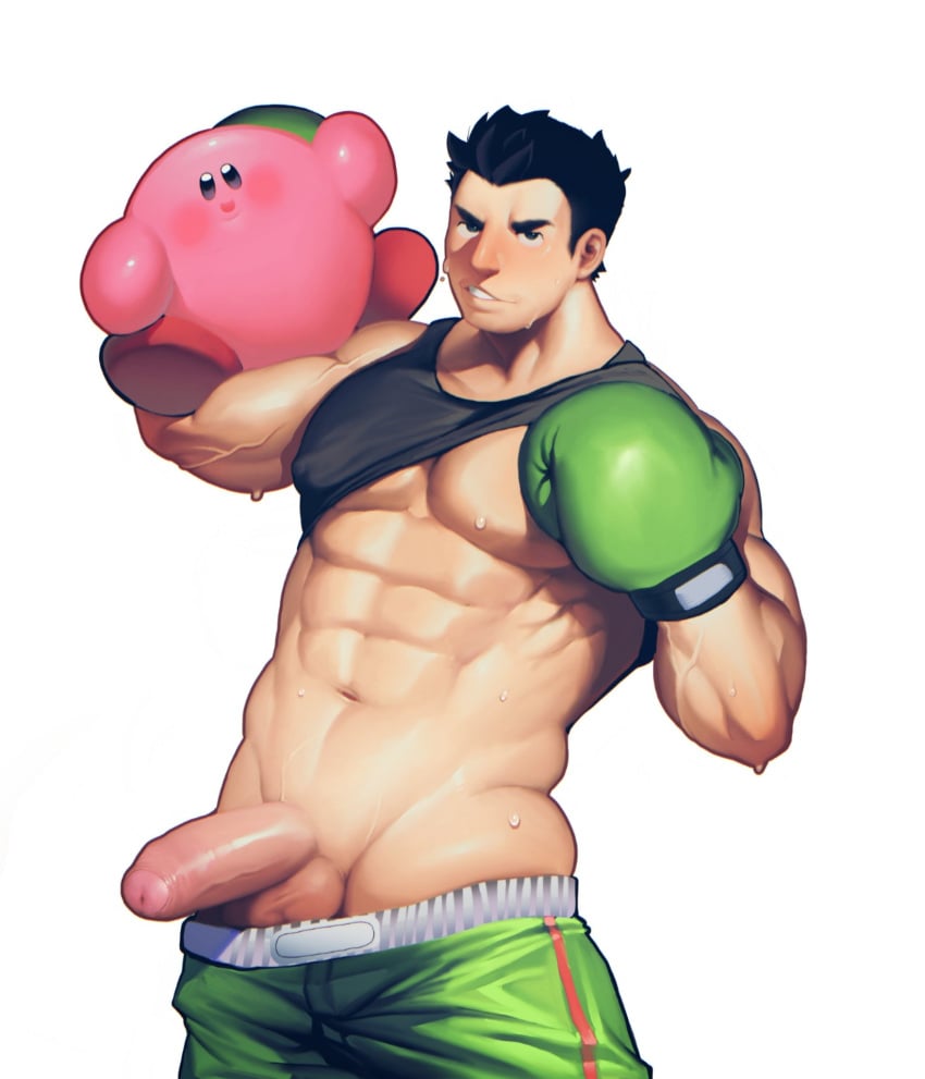 1boy abs arm_veins balls bara black_eyebrows black_hair black_tank_top blank_background blush blushing boxing_gloves boxing_shorts deer3art foreskin gay gloves green_boxing_gloves green_gloves green_shorts high-res high_resolution kirby kirby_(series) little_mac male male_focus male_only muscular muscular_arms muscular_body muscular_male nose_blush penis penis_vein punch_out shirt_lift shorts shorts_down simple_background six_pack spiked_hair sweating sweaty sweaty_abs sweaty_body sweaty_chest sweaty_face sweaty_muscles tagme tank_top tank_top_lift tank_top_up tanktop testicles white_background