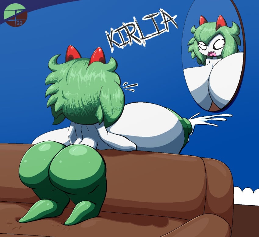 big_ass breasts breasts_bigger_than_head bubble_butt emillie_(zanbonsen) huge_breasts kirlia lactating lactation mad mirror pokémon_(species) pokemon pokemon_(species) shortstack thick_ass thick_thighs yelling zanbonsen