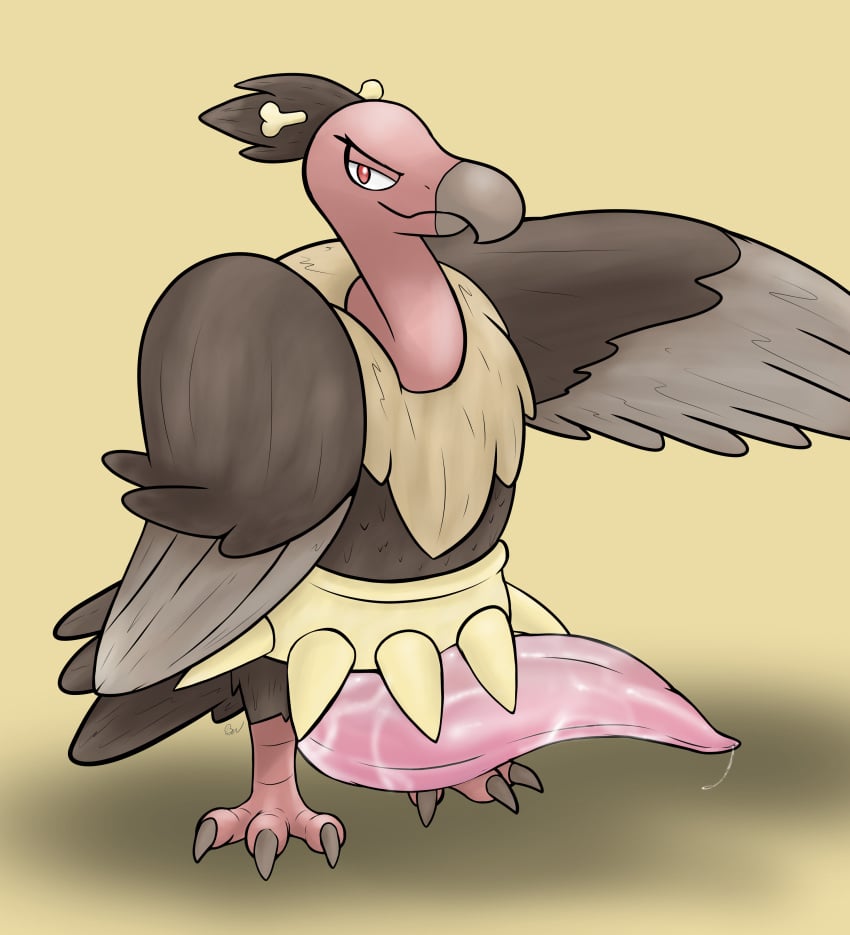 absurd_res avian avian_feet beak big_penis bird birdism bodily_fluids bone brown_body brown_feathers eyelashes feathered_wings feathers feet feral generation_5_pokemon genital_fluids genitals half-closed_eyes hi_res leaking_precum looking_at_viewer male mandibuzz narrowed_eyes nintendo penis pokemon pokemon_(species) precum prehensile_penis presenting presenting_penis smug smug_face solo tail tail_feathers talons tapering_penis thick_penis toes wings