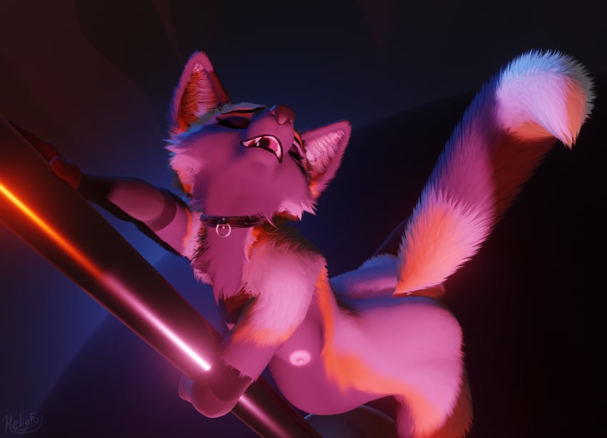 3d_(artwork) absurd_res anthro belly big_belly blender_(disambiguation) breasts canid canine clothing cross_fox dancing digital_media_(artwork) female fox fur heliofox hi_res legwear lingerie mammal pole pole_dancing pregnant pregnant_anthro pregnant_female red_fox showoff silly smile stockings tail teasing tongue true_fox