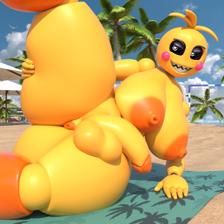 3d absurd_res adri164 animatronic anus areola ass avian balls beach big_balls big_breasts big_butt big_penis bird breasts bubble_butt chicken female five_nights_at_freddy's five_nights_at_freddy's_2 flaccid futa_only futanari galliform gallus_(genus) genitals hi_res looking_at_viewer machine orange_areola penis phasianid robot scottgames smile smooth_balls smooth_penis solo thick_thighs toy_chica_(fnaf) yellow_body