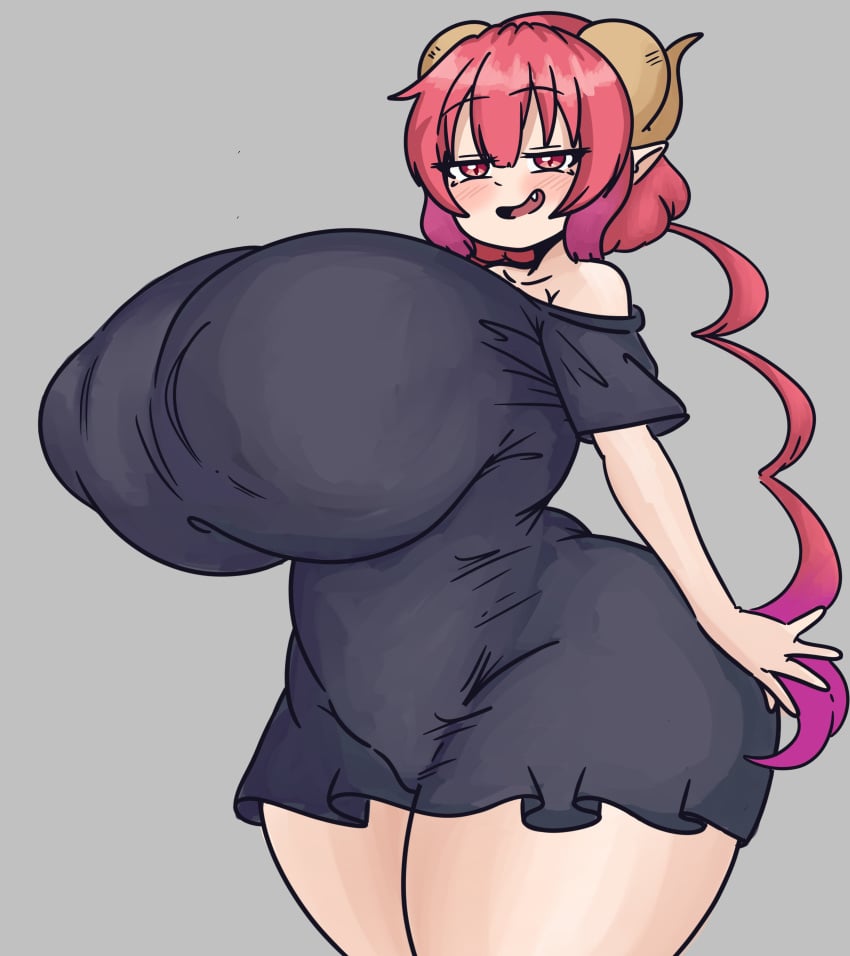 huge_breasts ilulu_(dragon_maid) inakotho smug thick_thighs tight_clothing wide_hips