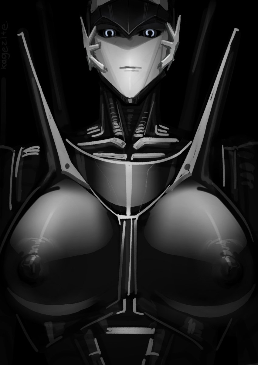 "artist:*kagezite* "artist:kagezite 1girls analog_horror emotionless female kagezite looking_at_viewer metallic_body nipples robot robot_girl simple_background sketch thick_thighs transformers transformers_prime