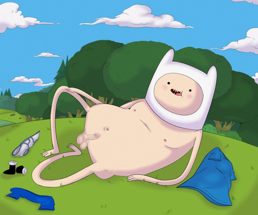 1boy 1male accurate_art_style adventure_time background balls big_balls big_glans blush blushing_balls cartoon_network censored censored_genitalia censored_penis clothing_aside erect_nipples erection exhibitionism finn_the_human foreskin forest male_only meadow naked navel nude_male nude_outside outside pants posing seductive_pose shirt_aside small_penis smiling solo_focus solo_male teen_boy teenager toony twink uncut underwear underwear_aside young younger_male