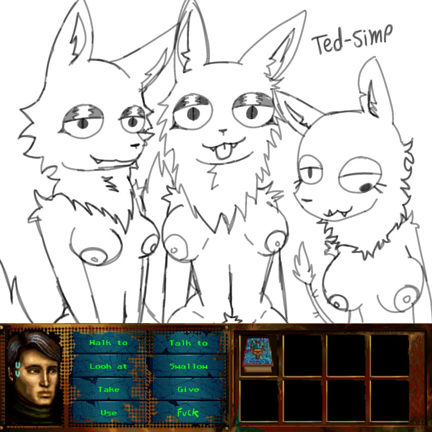 1_male 3_females anthro breasts canid canine canis female group hi_res human i_have_no_mouth_and_i_must_scream male mammal tagme ted-simp ted_(ihnmaims) tongue tongue_out trio unfinished wolf