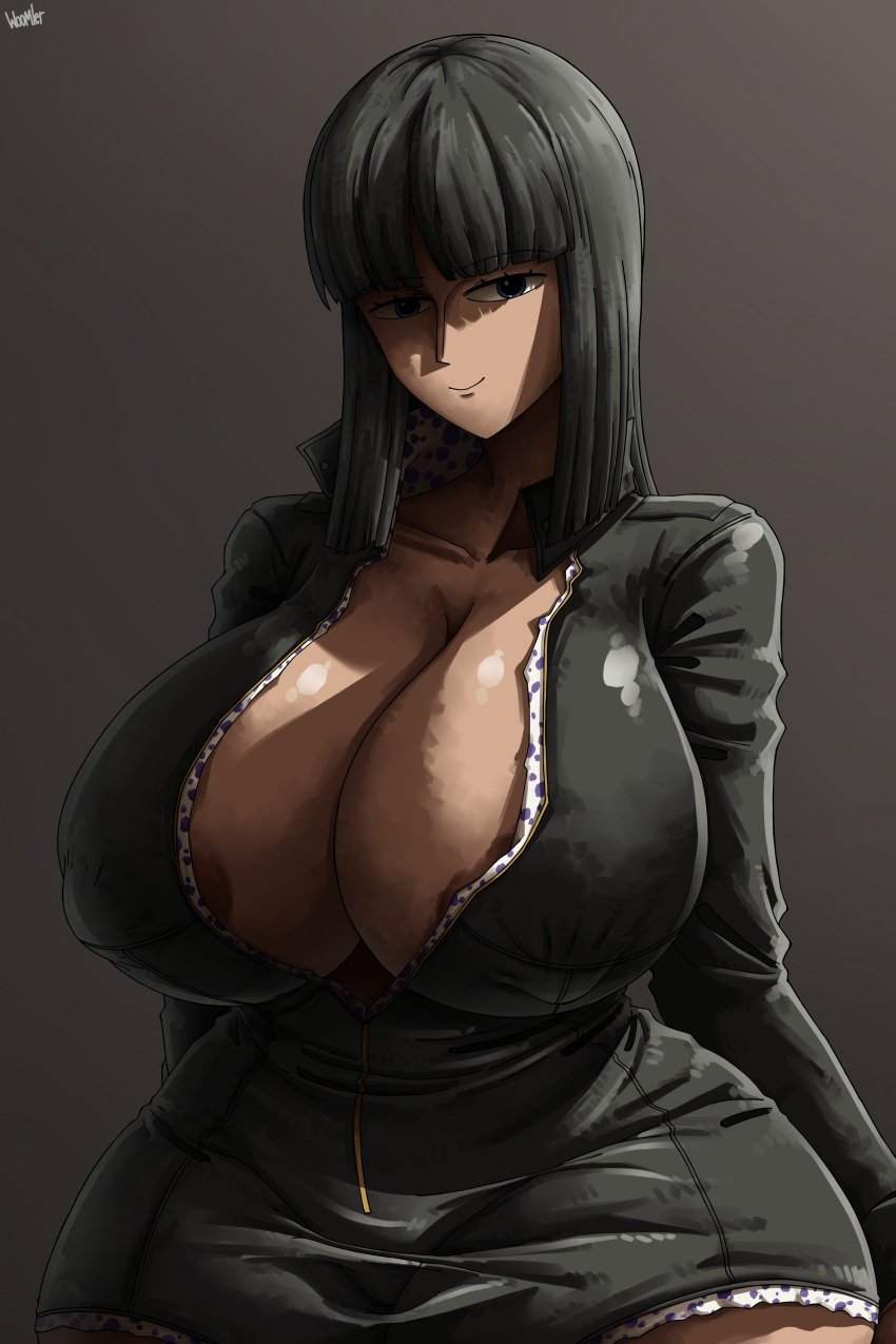 1female 1girls big_breasts big_hipped big_hips black_hair breasts cleavage female female_focus female_only hips huge_breasts huge_hips large_breasts large_hips large_tits nico_robin one_piece pre-timeskip shounen_jump tagme water_7 wide_hips woomler