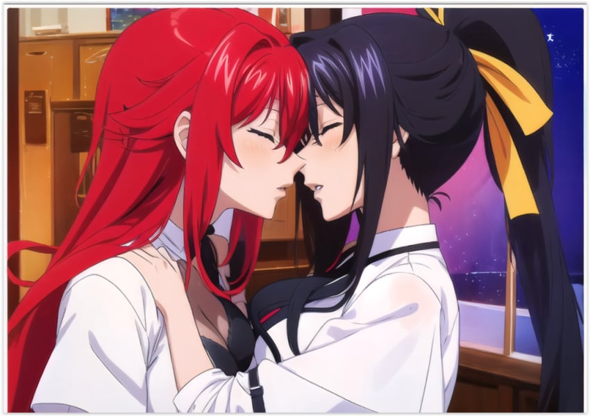 2females 2girls ai_generated akeno_himejima girl_on_girl high_school_dxd lesbian_couple lesbian_kiss lesbian_sex rias_gremory yuri yuri yuri