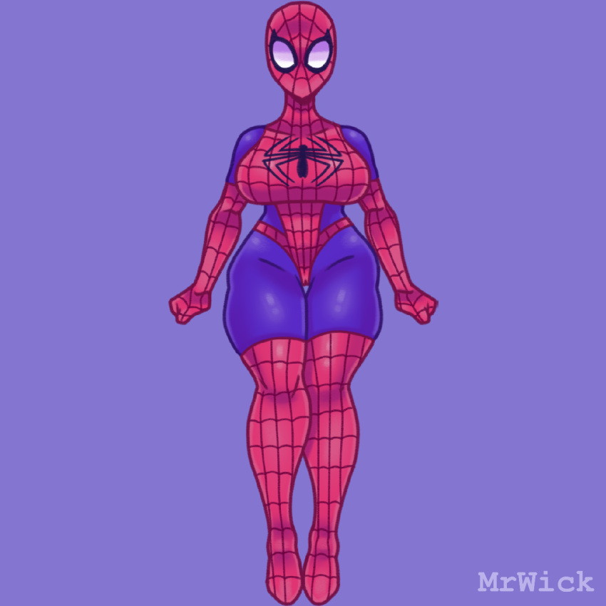 breasts cameltoe marvel marvel_comics mask masked mrwick petra_parker smooth_skin spider-man spider-man_(series) spider-woman superheroine thick_legs thick_thighs tight_clothes tight_clothing tight_fit