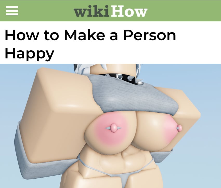 1girls 3d breasts cakeel meme nipples pierced_nipples roblox robloxian shirt_lift solo source_request tagme taylor_(cakeel) thong wikihow